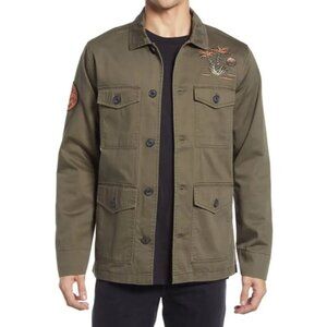 Roark Scorpions Of The Sahara Embroidered Utility Jacket Button Up Green Large